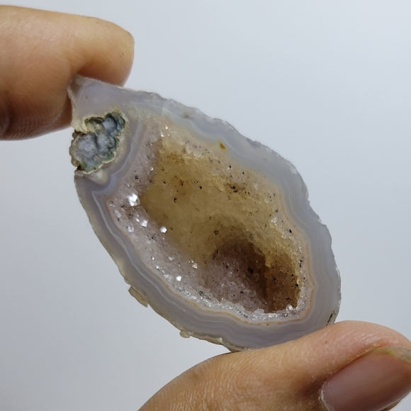 Trio of Small Agate Natural Crystal Geodes, Purple Blue Cream - Picture 3 of 6